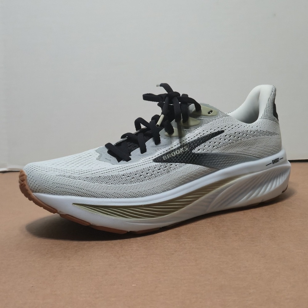 Brooks Ghost 17 Men Size 10 White Black Tea Running Shoes Sneakers 1104421D191